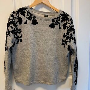 Zara grey sweatshirt, sz S, laser cut out applique, EUC,